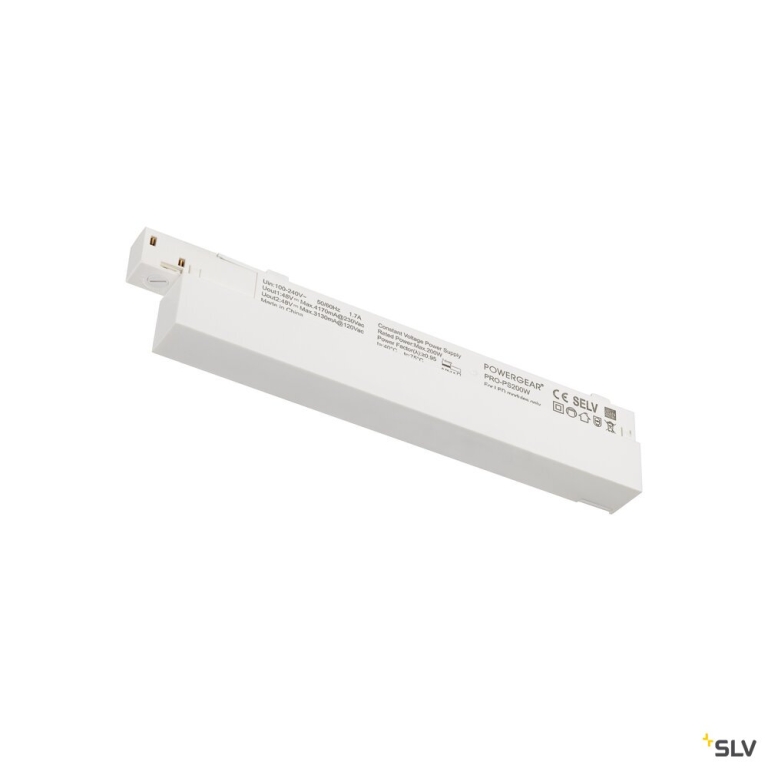 SLV 48V SYSTEM, Intrack LED Treiber, 48VDC, 200 W, On/Off, Klemme für 220-240V Anschlusskabel, Kabelkammer, weiß