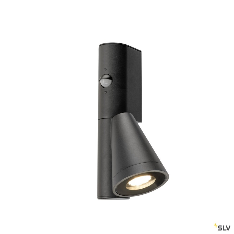 SLV T-TUBE, Wandaufbauleuchte, GU10, single, Sensor, IP44, max. 10 W, schwarz