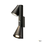 T-TUBE, Wandaufbauleuchte, GU10, double, Sensor, IP44, max. 10 W, schwarz