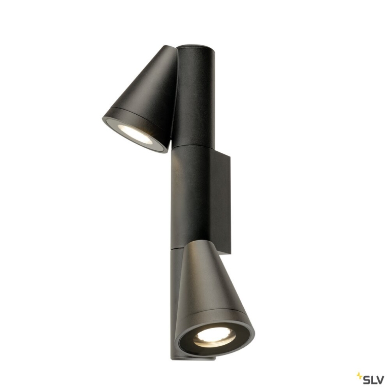 SLV T-TUBE, Wandaufbauleuchte, GU10, double, IP65, max. 10 W, schwarz