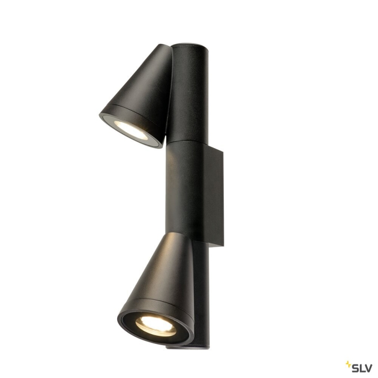 SLV T-TUBE, Wandaufbauleuchte, GU10, double, IP65, max. 10 W, schwarz