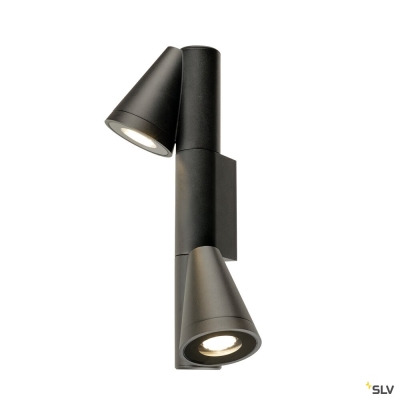 SLV T-TUBE, Wandaufbauleuchte, GU10, double, IP65, max. 10 W, schwarz