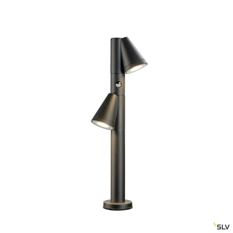 SLV T-TUBE 70 POLE, Outdoor Stehleuchte, GU10, double, Sensor, IP44, max. 10 W, schwarz