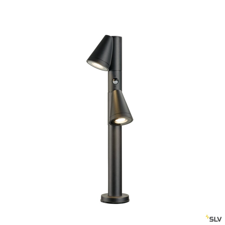 SLV T-TUBE 70 POLE, Outdoor Stehleuchte, GU10, double, Sensor, IP44, max. 10 W, schwarz