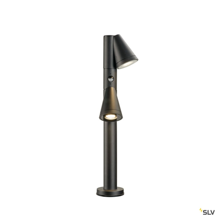 SLV T-TUBE 70 POLE, Outdoor Stehleuchte, GU10, double, Sensor, IP44, max. 10 W, schwarz