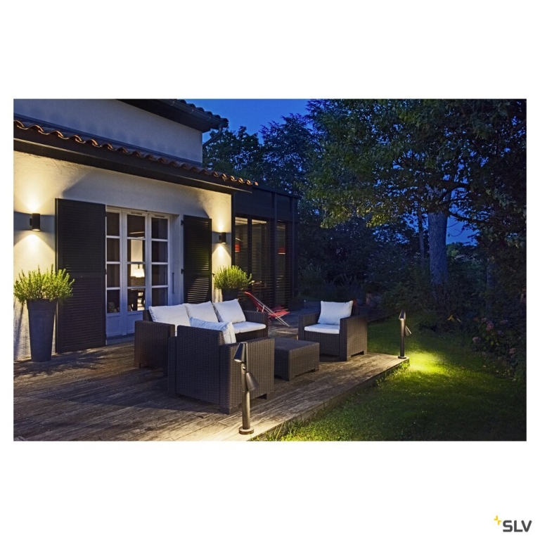 SLV T-TUBE 70 POLE, Outdoor Stehleuchte, GU10, double, Sensor, IP44, max. 10 W, schwarz