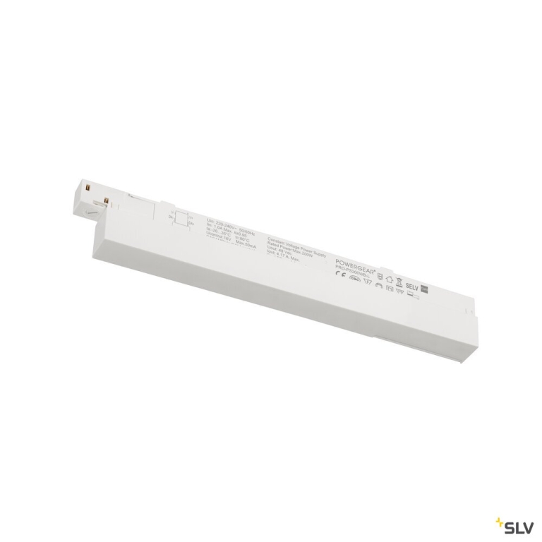 SLV 48V SYSTEM, Intrack LED Treiber, 48VDC, 200 W, DALI Wireless integriert Casambi zu DALI Modul, Klemme für 220-240V Anschlusskabel, Kabelkammer, weiß