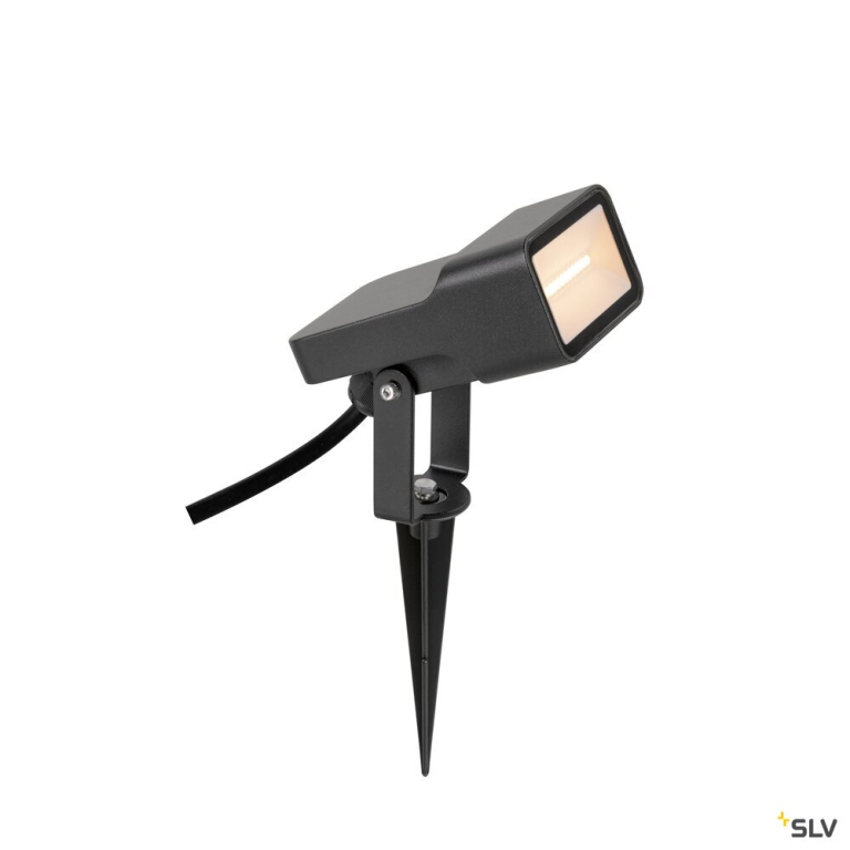 SLV SYNA WIDE, Erdspiessleuchte, 2200 K, 115°, IP65, eckig, schwarz