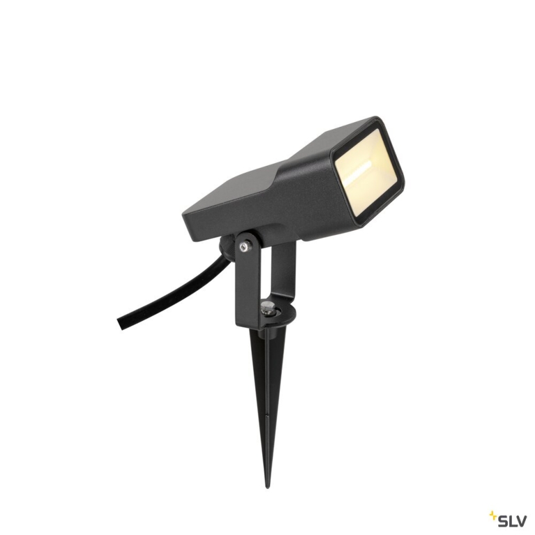 SLV SYNA WIDE, Erdspiessleuchte, 3000 K, 115°, IP65, eckig, schwarz