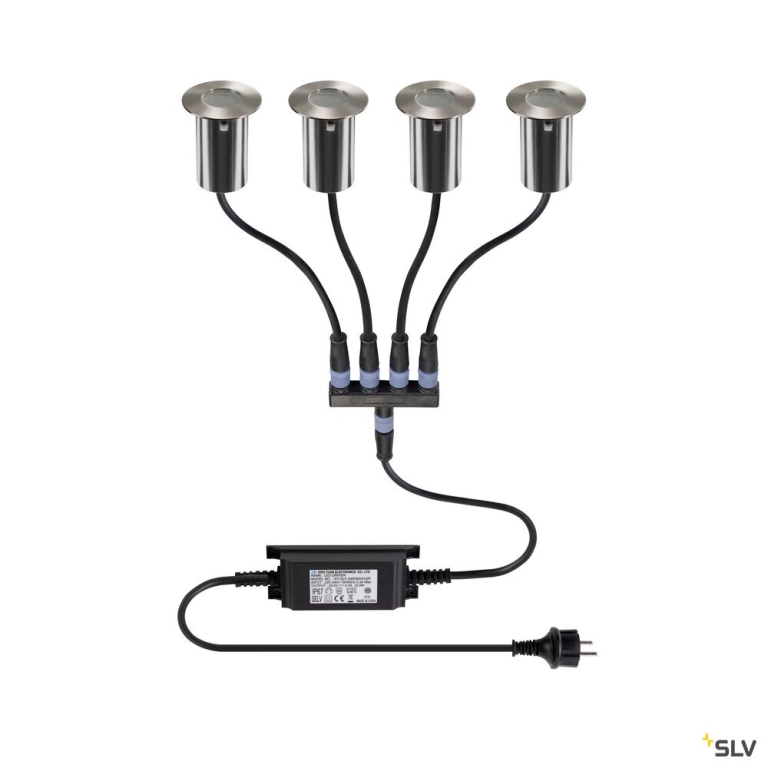 SLV TRAIL-LITE® 60, 4er Set, Bodeneinbauleuchten, 3000K, IP67, rund, edelstahl / aluminium
