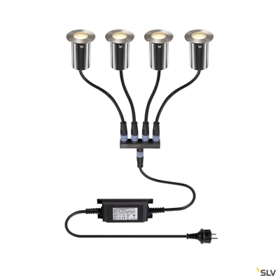 SLV TRAIL-LITE® 60, 4er Set, Bodeneinbauleuchten, 3000K, IP67, rund, edelstahl / aluminium
