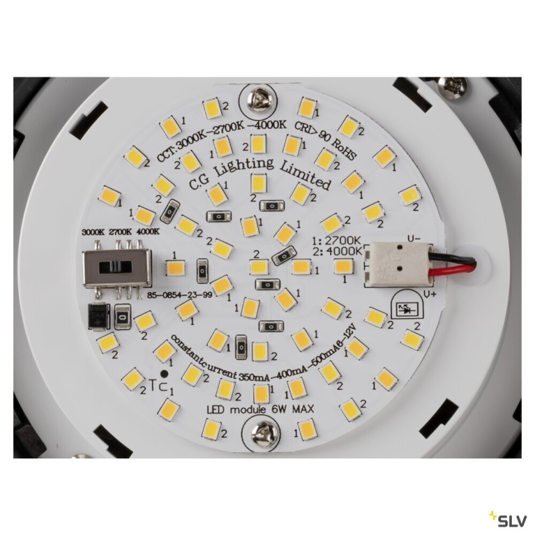 SLV CYFT WAVE, Wand- und Deckenaufbauleuchte, 2700/3000/4000 K, 6,5 W, PHASE, schwarz / amber