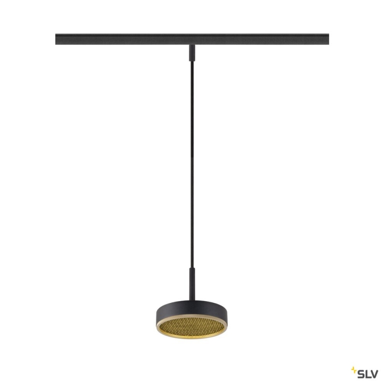 SLV GRIP! FLAT, 48V Pendelleuchte, DALI, Pendellänge 200 cm, 2700/3000 K, schwarz / gold