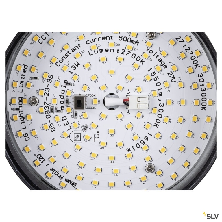 SLV GRIP! FLAT, 48V Pendelleuchte, DALI, Pendellänge 200 cm, 2700/3000 K, schwarz / gold