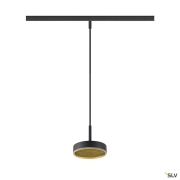 GRIP! FLAT, 48V Pendelleuchte, DALI, Pendellänge 200 cm, 2700/3000 K, schwarz / gold