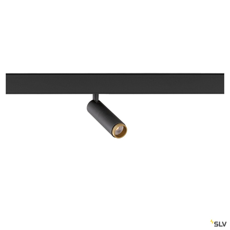 SLV GRIP! S, 48V Spot, deep & recessed track, zylindrisch, 3000K, 9.8 Watt, DALI, 29°, schwarz / gold