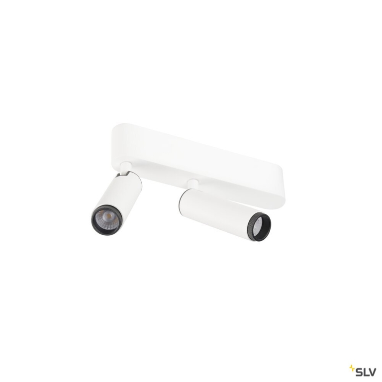 SLV GRIP! S, Deckenaufbauleuchte, double, PHASE, 3000 K, 21 W, 29°, weiß / schwarz
