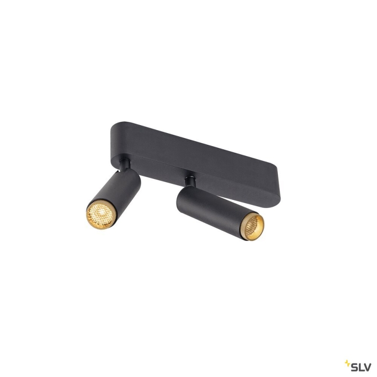 SLV GRIP! S, Deckenaufbauleuchte, double, PHASE, 2700 K, 21 W, 29°, schwarz / gold