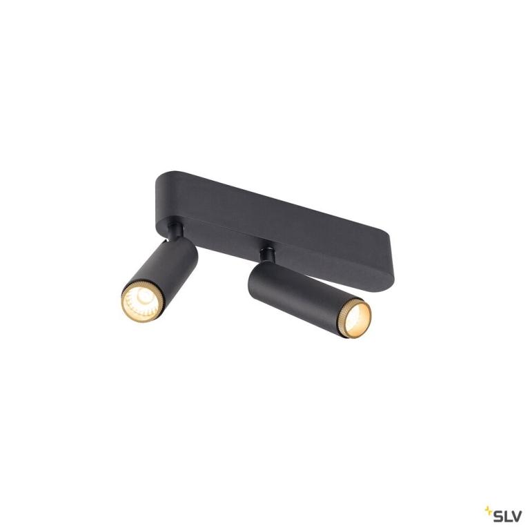 SLV GRIP! S, Deckenaufbauleuchte, double, PHASE, 2700 K, 21 W, 29°, schwarz / gold