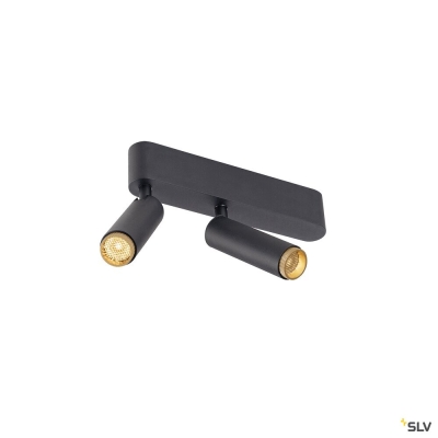 SLV GRIP! S, Deckenaufbauleuchte, double, PHASE, 2700 K, 21 W, 29°, schwarz / gold