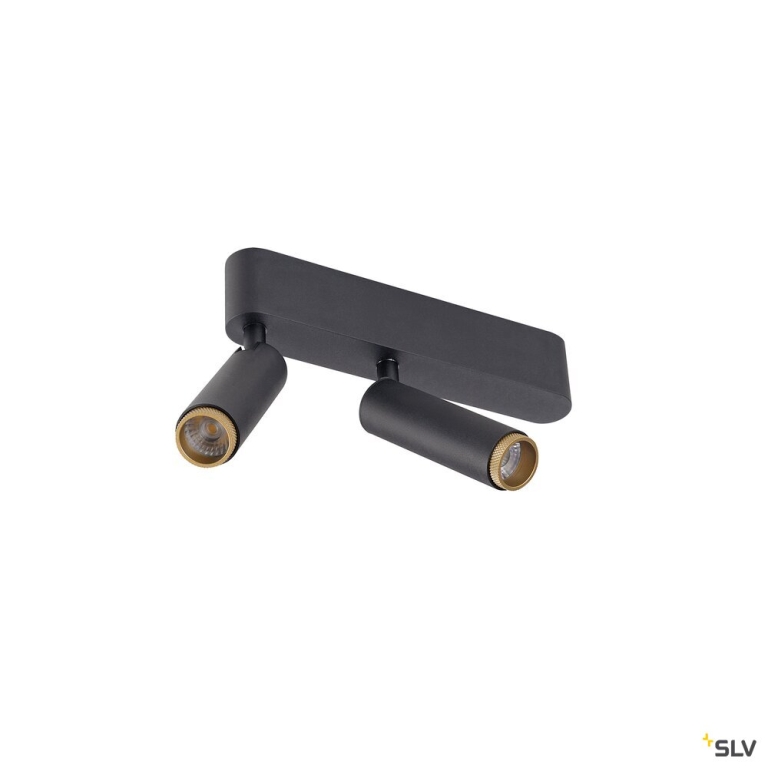SLV GRIP! S, Deckenaufbauleuchte, double, PHASE, 3000 K, 21 W, 29°, schwarz / gold