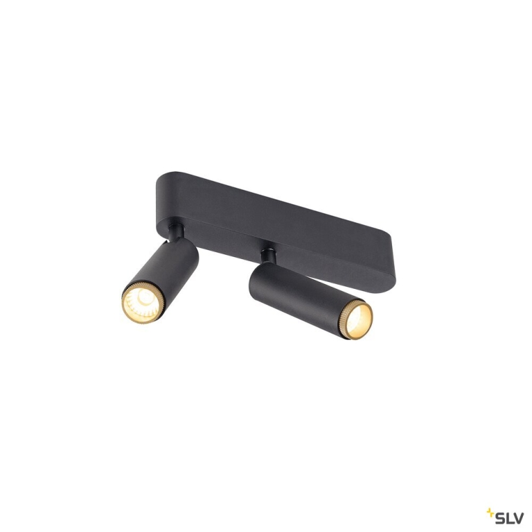 SLV GRIP! S, Deckenaufbauleuchte, double, PHASE, 3000 K, 21 W, 29°, schwarz / gold