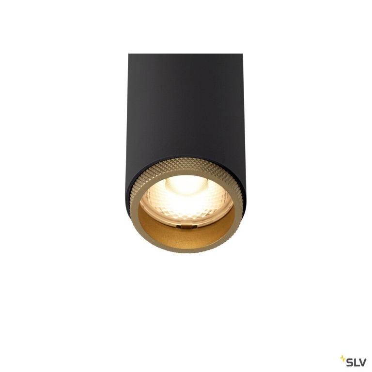 SLV GRIP! S, Deckeneinbauleuchte, PHASE, 2700 K, 29°, IP20, zylindrisch, schwarz / gold