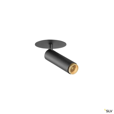 SLV GRIP! S, Deckeneinbauleuchte, PHASE, 2700 K, 29°, IP20, zylindrisch, schwarz / gold