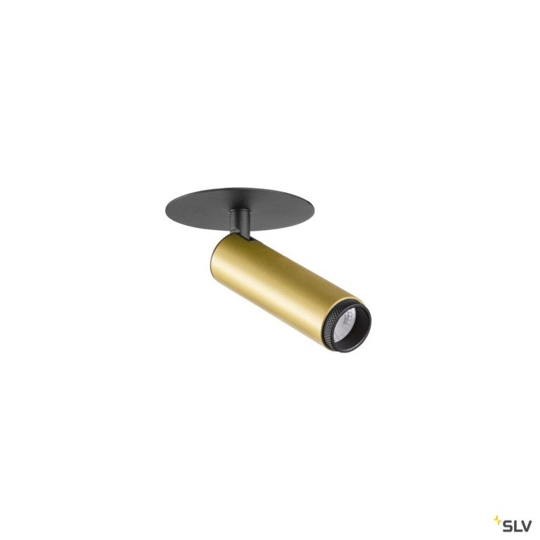 SLV GRIP! S, Deckeneinbauleuchte, PHASE, 3000 K, 29°, IP20, zylindrisch, gold / schwarz