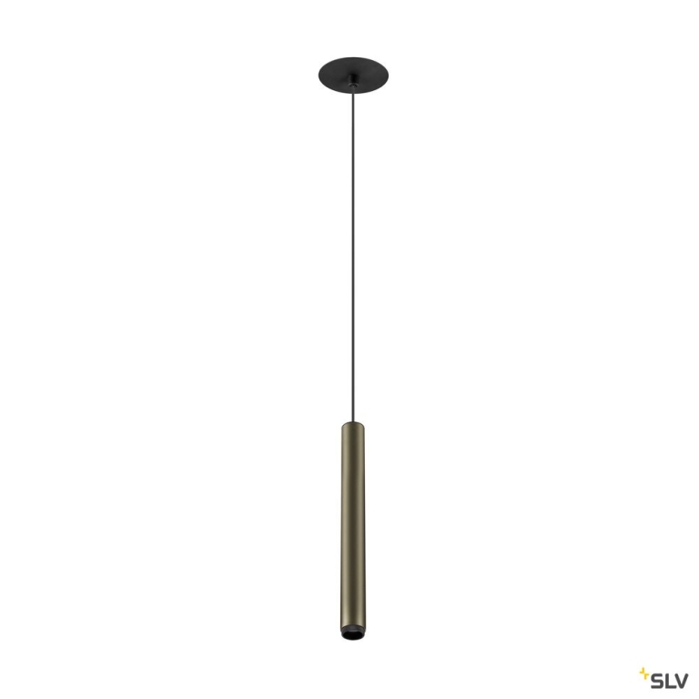 SLV GRIP! S, Pendelleuchte, PHASE, Pendellänge 200 cm, 3000 K, 29°, bronze / schwarz