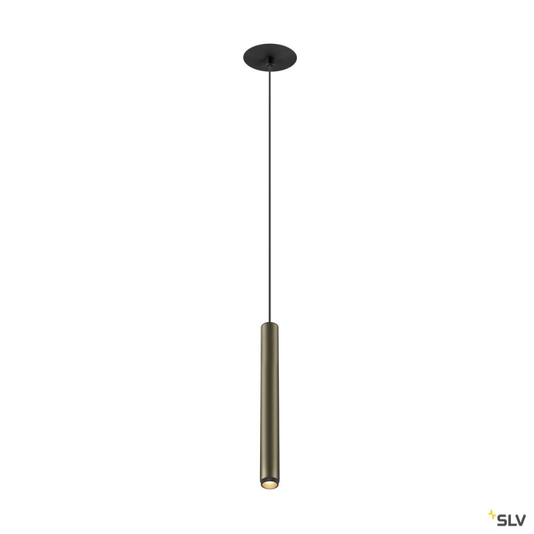 SLV GRIP! S, Pendelleuchte, PHASE, Pendellänge 200 cm, 3000 K, 29°, bronze / schwarz