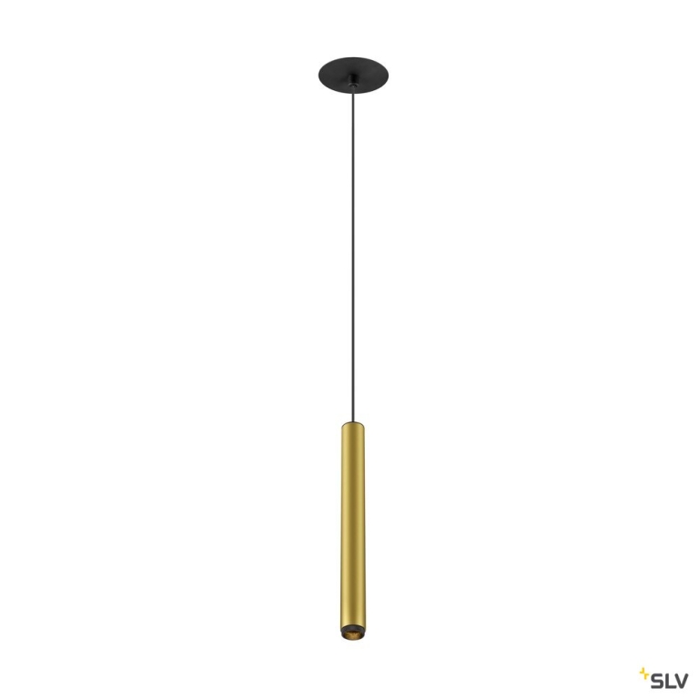 SLV GRIP! S, Pendelleuchte, PHASE, Pendellänge 200 cm, 3000 K, 29°, gold / schwarz