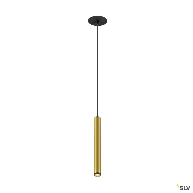 SLV GRIP! S, Pendelleuchte, PHASE, Pendellänge 200 cm, 3000 K, 29°, gold / schwarz
