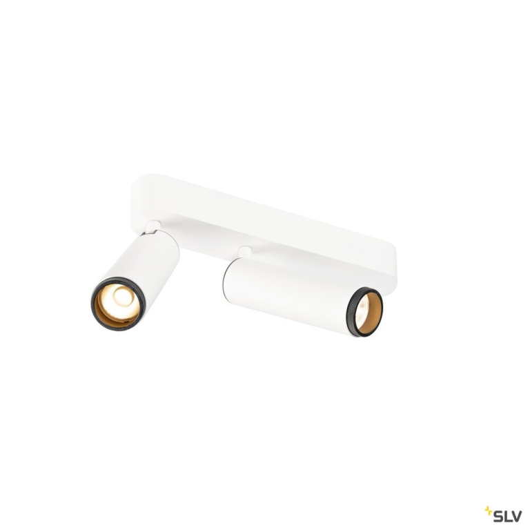 SLV GRIP! M, Deckenaufbauleuchte, double, PHASE, 2700 K, 28 W, 42°, weiß / schwarz