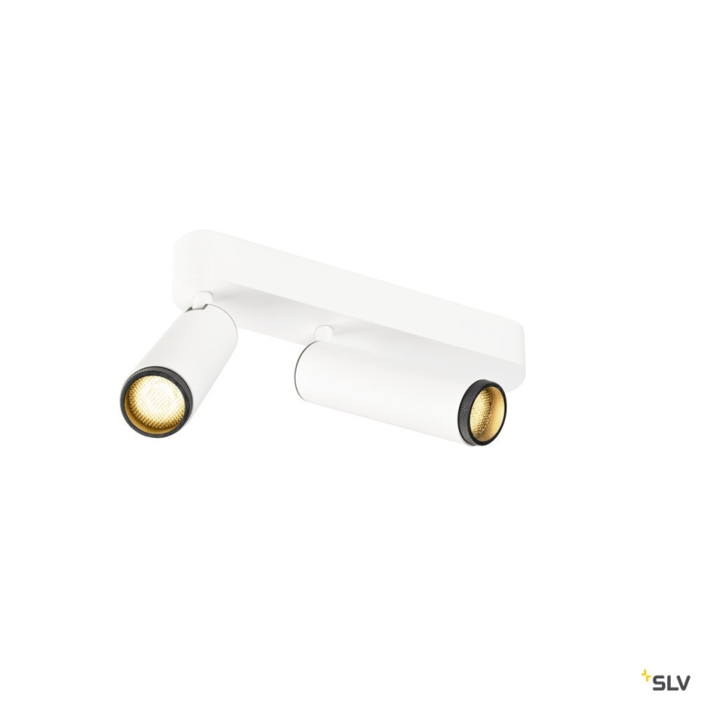 SLV GRIP! M, Deckenaufbauleuchte, double, PHASE, 3000 K, 28 W, 42°, weiß / schwarz