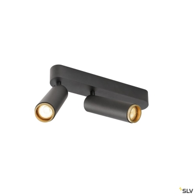 SLV GRIP! M, Deckenaufbauleuchte, double, PHASE, 2700 K, 28 W, 42°, schwarz / gold