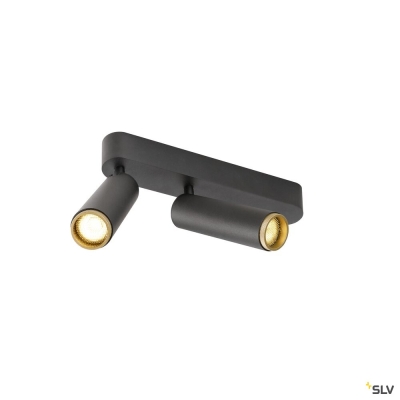 SLV GRIP! M, Deckenaufbauleuchte, double, PHASE, 3000 K, 28 W, 42°, schwarz / gold