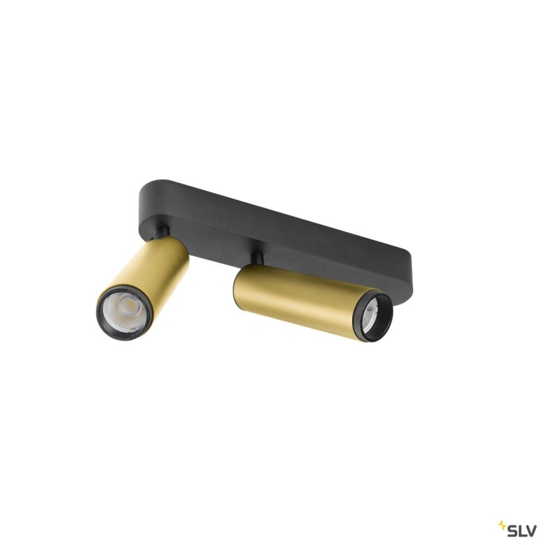 SLV GRIP! M, Deckenaufbauleuchte, double, PHASE, 2700 K, 28 W, 42°, gold / schwarz