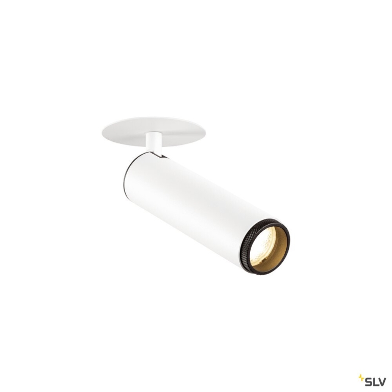 SLV GRIP! M, Deckeneinbauleuchte, PHASE, 3000 K, 42°, IP20, zylindrisch, weiß / schwarz