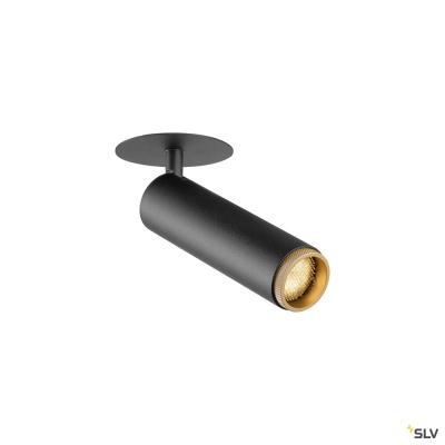 SLV GRIP! M, Deckeneinbauleuchte, PHASE, 2700 K, 42°, IP20, zylindrisch, schwarz / gold