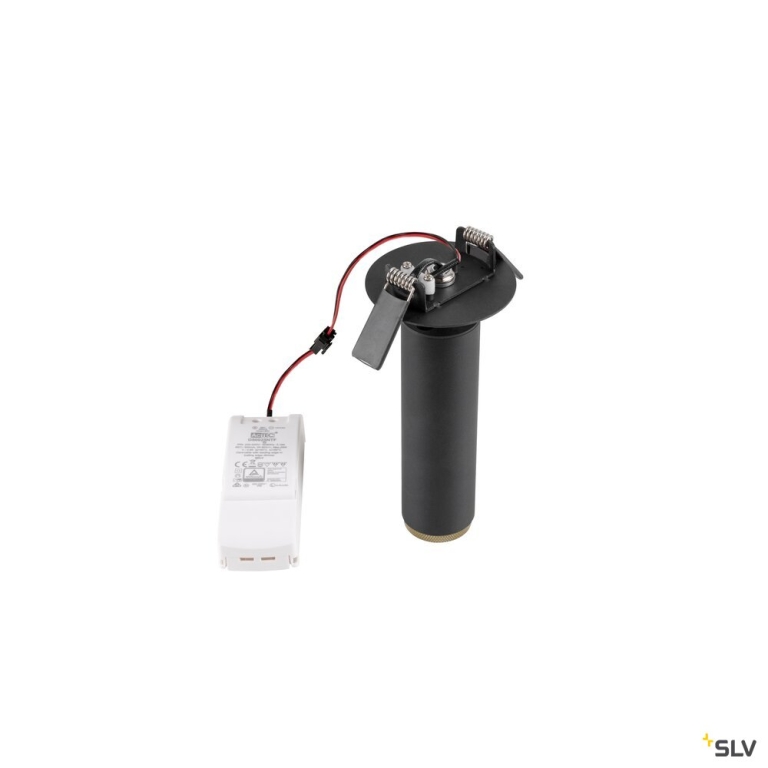 SLV GRIP! M, Deckeneinbauleuchte, PHASE, 3000 K, 42°, IP20, zylindrisch, schwarz / gold