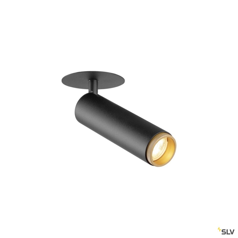SLV GRIP! M, Deckeneinbauleuchte, PHASE, 3000 K, 42°, IP20, zylindrisch, schwarz / gold