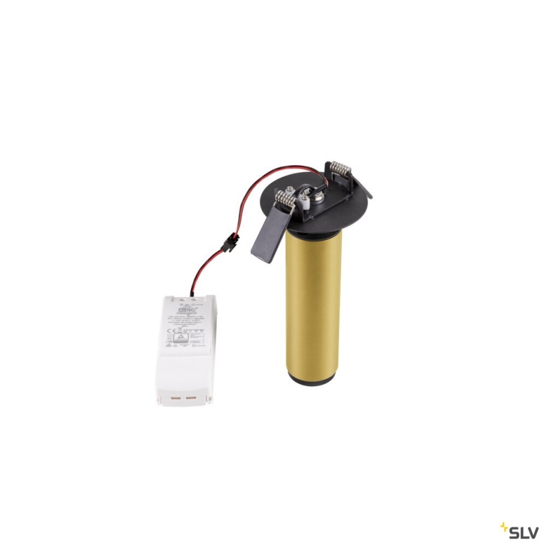 SLV GRIP! M, Deckeneinbauleuchte, PHASE, 3000 K, 42°, IP20, zylindrisch, gold / schwarz