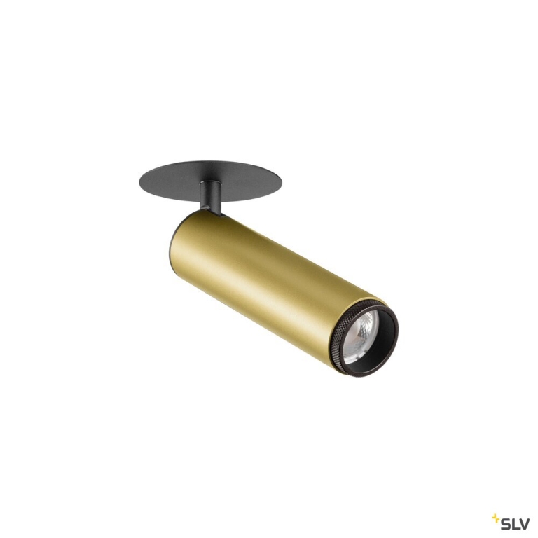 SLV GRIP! M, Deckeneinbauleuchte, PHASE, 3000 K, 42°, IP20, zylindrisch, gold / schwarz