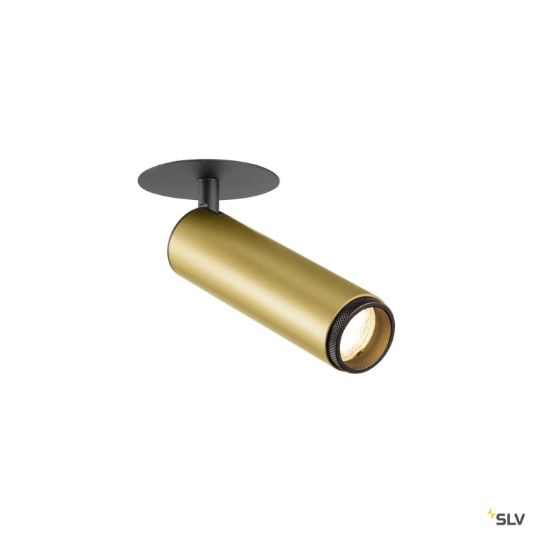 SLV GRIP! M, Deckeneinbauleuchte, PHASE, 3000 K, 42°, IP20, zylindrisch, gold / schwarz