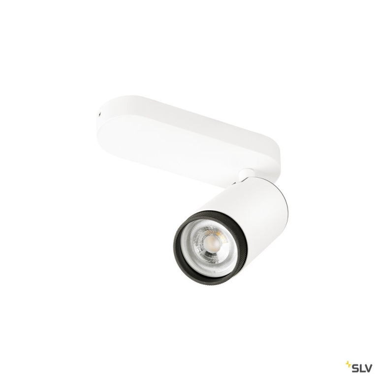 SLV GRIP! L, SPOT CL, single, QPAR51, Deckenaufbauleuchte, zylindrisch, 1 x max. 6 Watt, weiß / schwarz