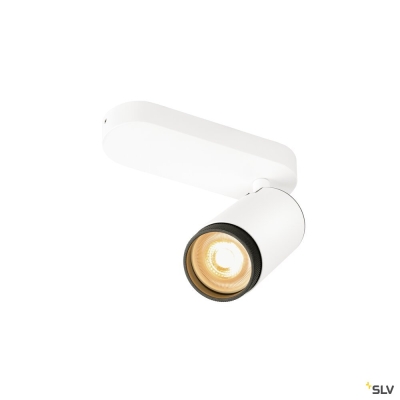 SLV GRIP! L, SPOT CL, single, QPAR51, Deckenaufbauleuchte, zylindrisch, 1 x max. 6 Watt, weiß / schwarz
