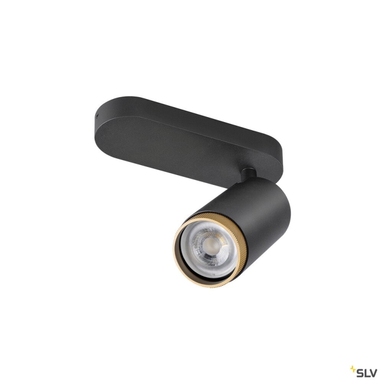 SLV GRIP! L, SPOT CL, single, QPAR51, Deckenaufbauleuchte, zylindrisch, 1 x max. 6 Watt, schwarz / gold