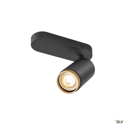 SLV GRIP! L, SPOT CL, single, QPAR51, Deckenaufbauleuchte, zylindrisch, 1 x max. 6 Watt, schwarz / gold