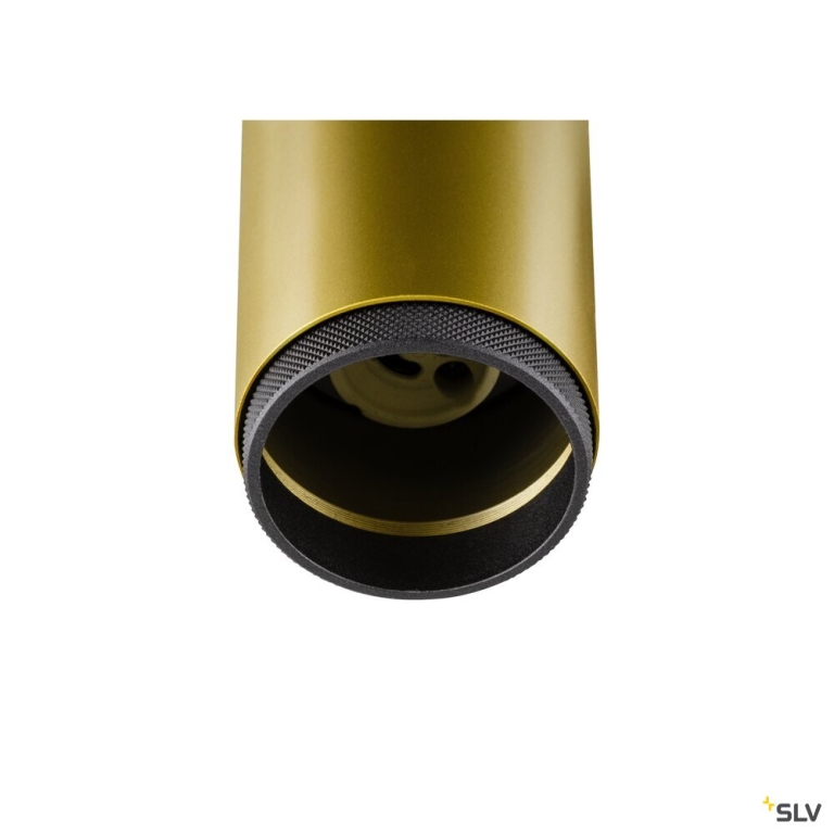 SLV GRIP! L, SPOT CL, single, QPAR51, Deckenaufbauleuchte, zylindrisch, 1 x max. 6 Watt, gold / schwarz